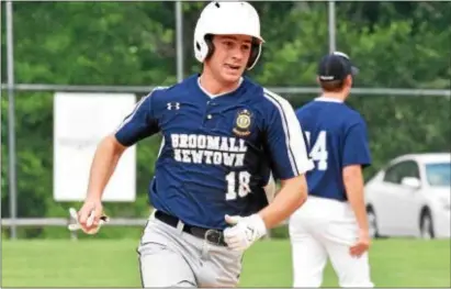  ?? ANNE NEBORAK — DIGITAL FIRST MEDIA ?? Broomall-Newtown’s Cameron Mathes, shown in action earlier in the week, scored 14-8 victory over Roxborough in Senior Legion Region 3 tournament. three times in Saturday’s