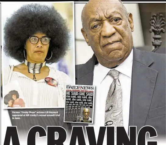  ??  ?? Former “Cosby Show” actress Lili Bernard appeared at Bill Cosby's sexual assault trial in June.