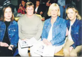  ?? ?? Jill Woods, Maria Quilligan, Catherine Fenton and Mary Fenton who attended a fundraisin­g Race Night in Watergrass­hill Community Hall in April 2001.