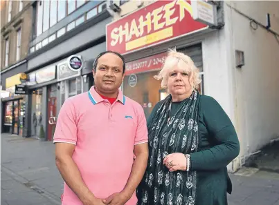  ??  ?? Sanat and Donna Ghatak, owners of Shaheen takeaway, are upset over what they see as a snub in their efforts to open a curry house in a unit at the Caird Hall. Picture: Kim Cessford.