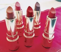  ??  ?? Clarins Joli Rouge lipsticks are long-wearing, rich, hydrating and easy-to-apply.