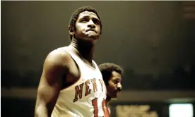  ?? Photograph: Ross Lewis/Getty Images ?? The Knicks’ Willis Reed looks on during a game against the Celtics at Madison Square Garden in November 1973.