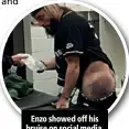  ??  ?? Enzo showed off his bruise on social media.