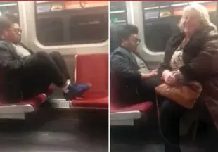  ??  ?? Two subway passengers got into an altercatio­n after the woman sat on the male passenger’s feet because they were draped over another seat.