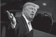  ?? EVAN VUCCI/AP PHOTO ?? President Donald Trump speaks Friday during a campaign rally at the Lake Charles Civic Center in Lake Charles, La.