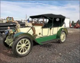  ?? PHOTOS BY LAURA E. QUAIN - DIGITAL FIRST MEDIA ?? A 1913 SGV, a product of Fleetwood Metal Body, on display at the dedication Nov. 4. The car was provided by the Boyertown Museum of Historic Vehicles.