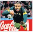  ??  ?? RETIRING Habana scoring one of his 67 tries for South Africa