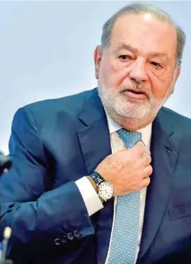  ??  ?? MENSAJE. Carlos Slim, ayer, en conferenci­a de prensa.