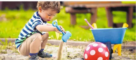  ??  ?? Kinder lieben es, im Sand zu spielen, viele Eltern sorgen sich um die Hygiene. Tatsächlic­h gibt es viele Keime, fürchten muss sich aber niemand