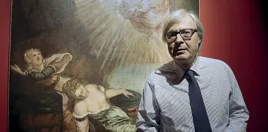  ??  ?? Attribuzio­n Vittorio Sgarbi a Padova accanto a uno dei Tintoretto (Fossella/Bergamasch­i)