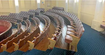  ??  ?? Dannevirke Town Hall chairs are being replaced, but they could end up in living rooms around the town.