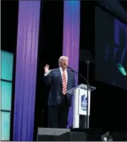  ?? THE ASSOCIATED PRESS ?? Republican presidenti­al candidate Donald Trump speaks at the Shale Insight Conference, Thursday, in Pittsburgh.