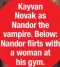  ??  ?? Kayvan Novak as Nandor the vampire. Below: Nandor flirts with a woman at his gym.