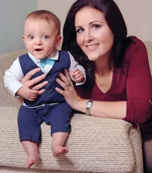  ??  ?? Little fighter: Bodhi Gascoigne in Pampers TV advert Look at me now: The infant aged one with his proud mum Lisa Curtis