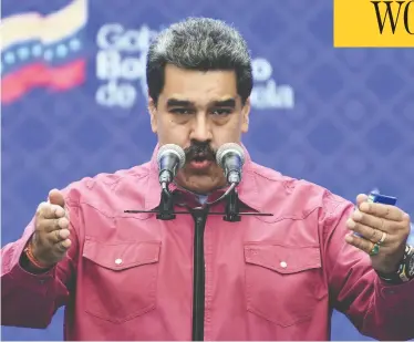  ?? CAROLINA CABRAL/GETTY IMAGES ?? Venezuelan President Nicolas Maduro gives a speech after he voted in Caracas on Sunday. His ruling party regained control of the National Assembly that it lost in 2015, after an election that was boycotted by his opposition as a sham.