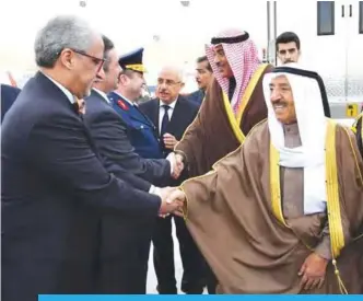  ?? —KUNA ?? ISTANBUL: His Highness the Amir Sheikh Sabah Al-Ahmad Al-Jaber Al-Sabah is welcomed by Kuwait’s Ambassador to Turkey Ghassan Al-Zuwawie upon his arrival to Istanbul.