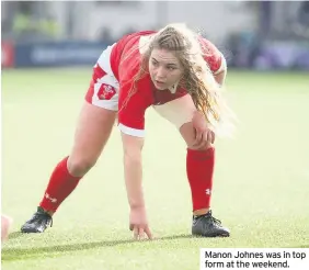  ??  ?? Manon Johnes was in top form at the weekend.