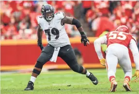 ?? G. NEWMAN LOWRANCE/AP ?? Fourth-year tackle Ronnie Stanley has helped open up running lanes for the Ravens, who average a league-best 5.5 yards per carry.