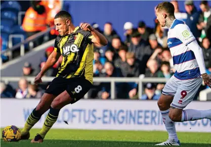  ?? GETTY IMAGES ?? Curl power: Watford’s Livermore bends in the opener as QPR’s Lyndon Dykes looks on