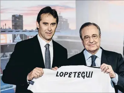  ?? DANI DUCH ?? Julen Lopetegui i Florentino Pérez van unir els seus destins ahir al Santiago Bernabeu