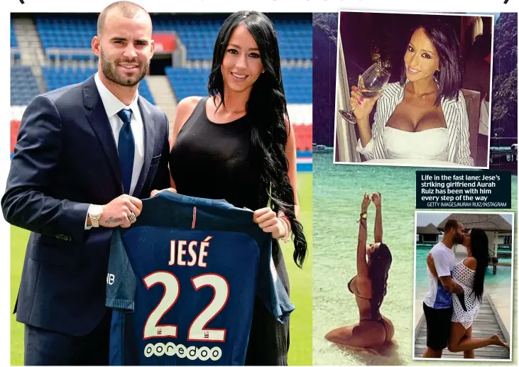  ?? GETTY IMAGES/AURAH RUIZ/INSTAGRAM ?? Life in the fast lane: Jese’s striking girlfriend Aurah Ruiz has been with him every step of the way