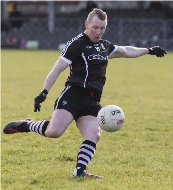  ??  ?? Veteran forward Adrian Marren winds up to shoot for Sligo. Photo: Donal Hackett.