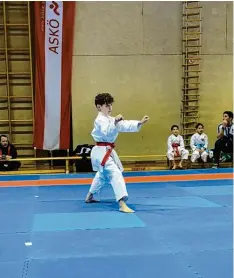  ?? Foto: Sarah Brandner ?? Die Monheimer Karatekämp­fer haben in Österreich trotz kleiner Mannschaft den Bronzerang ergattert.