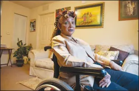  ?? AGNES LOPEZ/THE NEW YORK TIMES ?? Alene Shaheed is pictured Oct. 28 in her room at Madison Manor, the assisted living community where she now lives in Jacksonvil­le, Fla. The pandemic made home health care situations unpredicta­ble for many, like Shaheed, who was recuperati­ng from spinal surgery. “If no one comes for three days, I don’t get a bath for three days,” she said.