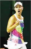  ??  ?? Angelique Kerber celebrates winning a match against Madison Keys duringDay 10 of the Miami Open.