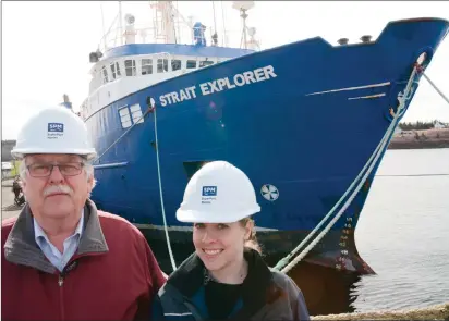  ?? AARON BESWICK PHOTO ?? Les Macintyre, founder of Superport Marine Services Ltd, with his daughter Grace, business developmen­t manager for the Port Hawkesbury based marine services and exploratio­n company that does extensive work in Arctic.