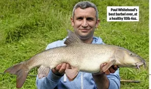  ??  ?? Paul Whitehead’s best barbel ever, at a healthy 10lb 4oz.