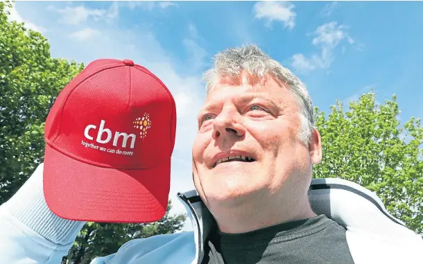  ?? ?? NEW LOOK: Steven Murray, 47, from Montrose, has been walking 10,000 steps a day to raise money for CBM, a Christian sight recovery charity.