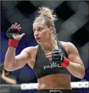  ?? GREG PAYAN / AP 2019 ?? Two-time Olympic gold medalist Kayla Harrison tries for another $1 million prize when she fights Taylor Guardado at the 2021 PFL Championsh­ip in Florida.