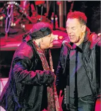  ?? BOB KARP/THE DAILY RECORD VIA AP ?? Musician and actor Steven Van Zandt and Bruce Springstee­n sing after Van Zandt received his Performing Arts award during the 10th Anniversar­y Induction Ceremony of the New Jersey Hall of Fame at the Paramount Theater in Convention Hall in Asbury Park,...