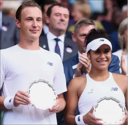  ?? FOTO: GERRY PENNY / EPA EPA-PHOTO / ALL OVER PRESS ?? Henri Kontinen och Heather Watson kom på andra plats i mixeddubbe­ln i Wimbledont­urneringen 2017.