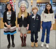  ?? SUBMITTED PHOTO ?? History Essay Winners Prisha Hallur, Lillianna Yates, Lucas Yates & Suhan Neema.