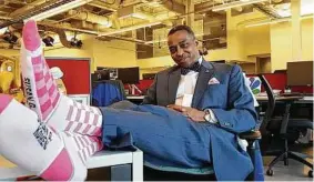  ??  ?? Channel 2’s Khambrel Marshall models his #IAmMoreTha­nPink look.