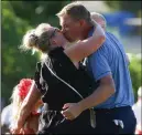  ?? ?? Jeff Winther celebrates victory with his family in Mallorca