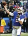  ?? ADRIAN KRAUS — THE ASSOCIATED PRESS ?? Bills quarterbac­k Nathan Peterman (2) throws from the pocket during the second half against the Saints on Sunday in Orchard Park, N.Y. The Associated Press