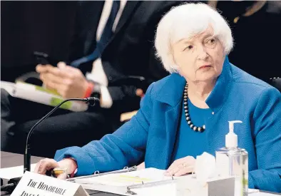  ?? STEFANI REYNOLDS/THE NEW YORK TIMES ?? Treasury Secretary Janet Yellen testifies Sept. 28 at a Senate committee hearing.