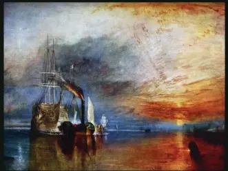  ??  ?? LEFT JMW Turner’s 1838 oil painting The Fighting Temeraire is a popular favourite and a striking depiction of industrial­ism and Britain’s declining naval power