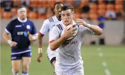  ?? Photograph: David Gibson/ Fotosport/REX/Shuttersto­ck ?? Sale fly-half AJ MacGinty, here in action against Scotland last year, helped guide the US past Canada.