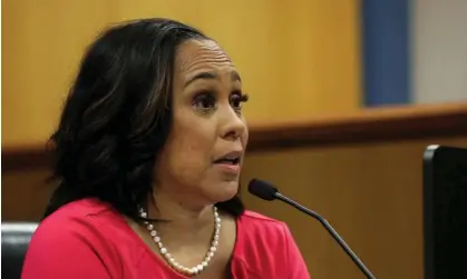  ?? ?? Fani Willis, the district attorney for Fulton county, speaks in court on Thursday. Photograph: Alyssa Pointer/Reuters