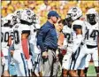  ?? Steven King / Icon Sportswire via Getty Images ?? After finishing the season 6-6, coach Jim Mora and the UConn football team are hoping to receive a bowl bid.