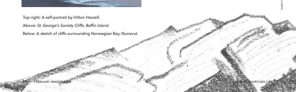  ??  ?? Below: A sketch of cliffs surroundin­g Norwegian Bay, Nunavut.