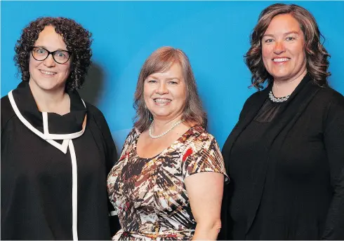  ?? SUPPLIED ?? Anne McShane (left) with fellow Saint John BMO Celebratin­g Women honourees Wendy Southworth (centre) and Erika Jones (right).