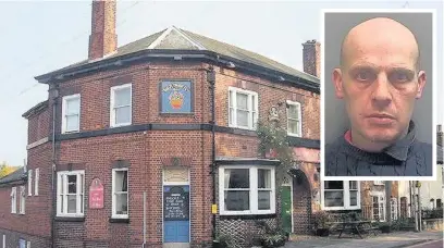  ??  ?? ●● Ian Thorley (inset) has been jailed for two years for the brutal attack at the Flower Pot pub in Macclesfie­ld.