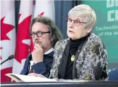 ?? ADRIAN WYLD / THE CANADIAN PRESS FILES ?? Sen. Patricia Bovey — flanked by Sen. Dennis Dawson wants the federal government to revisit a 1996 tax decision that made ads on foreign websites tax-deductible.