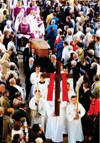  ??  ?? A scene of the funeral service for murdered priest Jacques Hamel