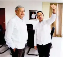  ?? CORTESÍA ?? El presidente electo se reunió con el gobernador de Quintana Roo, Carlos Joaquín/